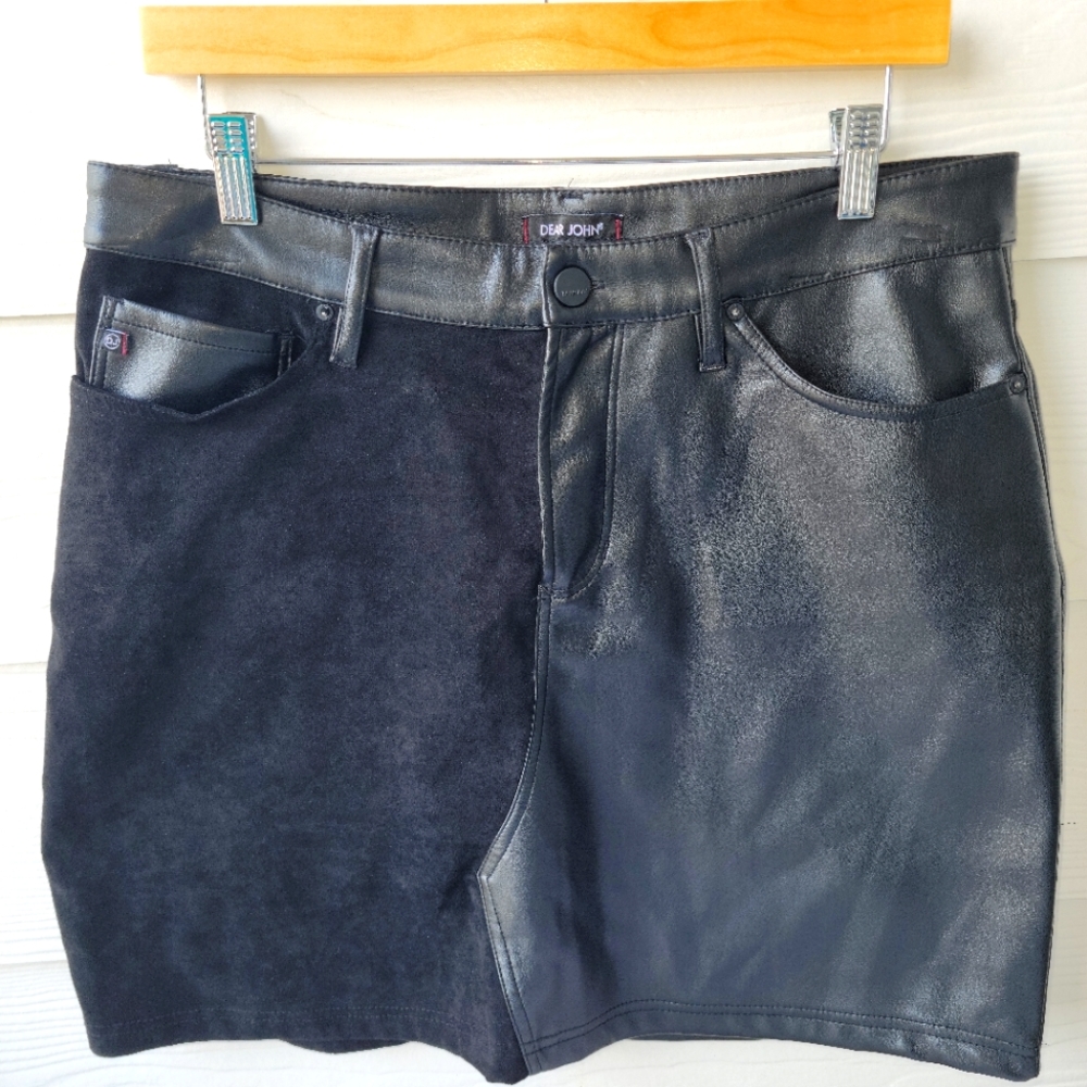 Dear John black leather/suede skirt